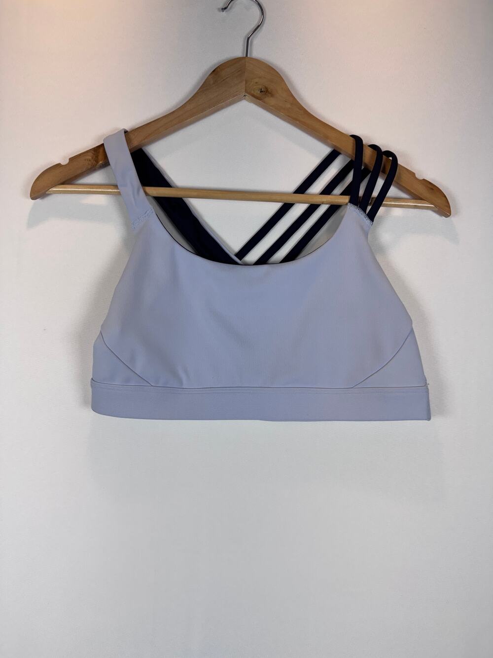 Athleta Womens Medium Light Blue Strappy Sports Bra Criss Cross Back Yoga